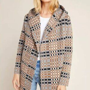 Anthropologie Field Flower Wool Josefa Hooded Open Sweater Coat